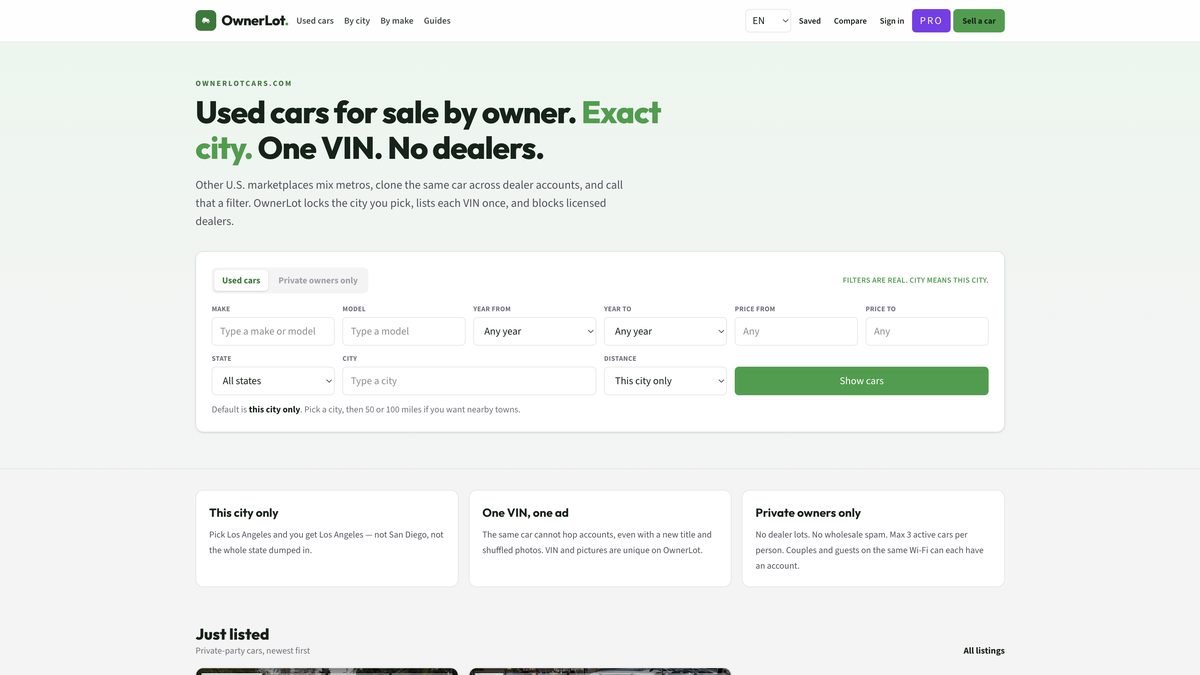 OwnerLot — used cars for sale by owner