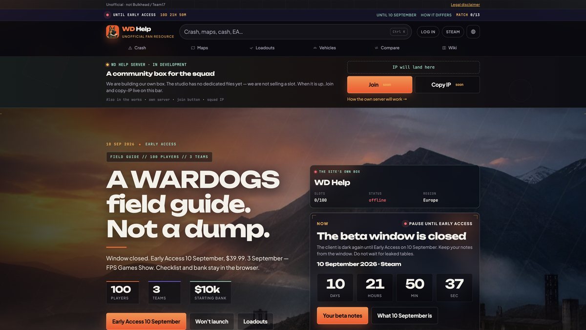 WD Help — unofficial WARDOGS field guide